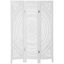 Paravento 3 Pannelli 120x170cm in Legno Intagliato Bianco  