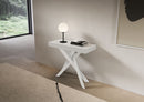Consolle Allungabile 90-196x40x77 cm Saki Small Premium Bianco Frassino Gambe Bianche 