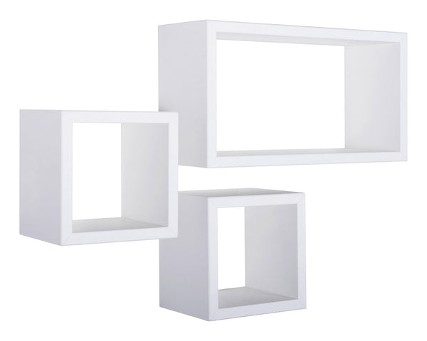 prezzo Ensemble de 3 étagères cubiques murales carrées et rectangulaires en panneaux de fibres White Tribe