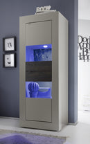 Mobile Alto da Salotto 2 Porte 61x43x162cm TFT  Basic Peltro e Quercia Wengè