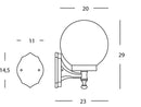 Lampada Applique Piccola in Alto Colore Nero Diametro 20Cm per Esterno Linea Sfera Livos