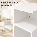 Set 2 Tavolini da Salotto Moderni 30x30x62,5 cm con Ripiano Aperto in Truciolato Bianco      