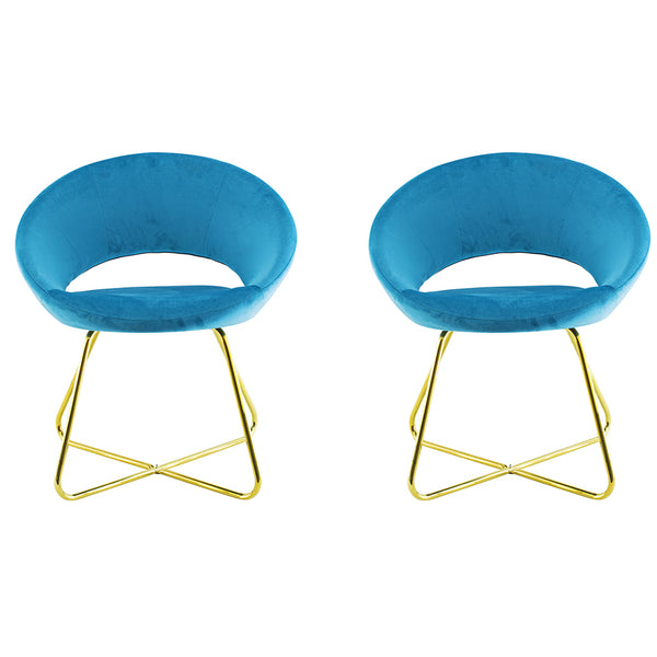 Lot de 2 Chaises Vintage 58x64x83 cm en Tissu Effet Velours Bleu Greta sconto