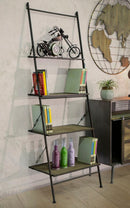 Mobiletto Scaletta Raw 65x41x180 cm in Ferro e MDF Marrone e Nero