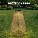 Lampada Solare Impermeabile con Accensione Automatica, in Rattan e Acciaio, 35x35x55 cm, Giallo      