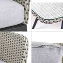 Set Salotto da Giardino Divano 2 Poltrone e Tavolino in Alluminio e Rattan Luxury