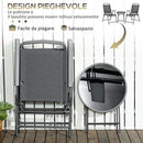 Set 3 Pezzi da Giardino con 2 Sedie 53,5x64x93 cm e Tavolino da Caffè Ø45x50 cm in Metallo Grigio Scuro      