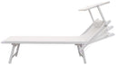 Lettino Prendisole da Giardino 185x61x39,5 cm Telaio in Alluminio Bianco e Textilene Tortora