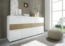 Credenza Mobile da Salotto 4 Porte 1 Anta a Ribalta 85x161x43cm TFT  Cube Bianco Lucido e Miele