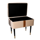 Panca Contenitore 50x35xh47 cm in Tessuto Velluto Crema