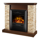 Camino Elettrico da Pavimento 90,3x98x30 cm Effetto Fiamma 2000W Rock & Cristina Noce