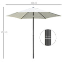 Ombrellone da Giardino Ø2,6 m Palo Ø38 mm in Metallo e Poliestere Bianco Crema