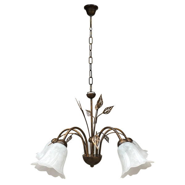 acquista Lustre 5xE14 Cadre Doré Marron Verre Éponge Blanc E-Energy Teresa