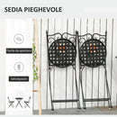 Set Tavolo e 2 Sedie Pieghevoli da Giardino  con Mosaico in Metallo Nero