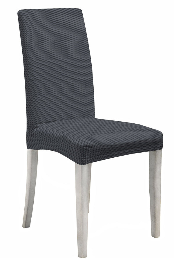sconto Lot de 2 housses de chaise avec dossier élastiqué en polyester tendance gris foncé