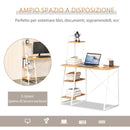 Scrivania da Ufficio 104x50x128 cm in MDF e Metallo Colore Legno