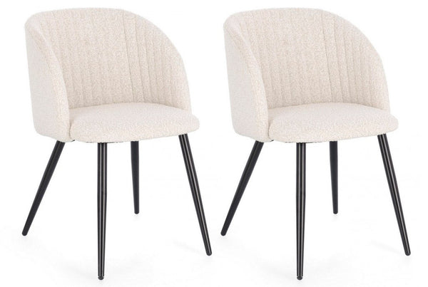 prezzo Lot de 2 chaises Queen 53x57x81,5 cm en Bouclé Ivoire