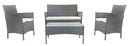 Set Salotto da Giardino Divano 2 Poltrone e Tavolino in Rattan Grigio