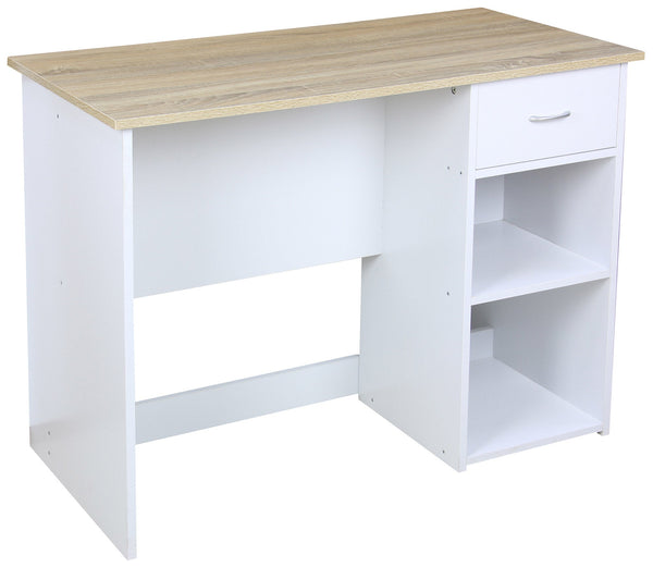 prezzo Bureau 80x40x75 cm en Aggloméré Blanc et Sonoma