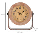 Orologio da Tavolo Round 23,5x7x24 cm in Ferro e Legno 