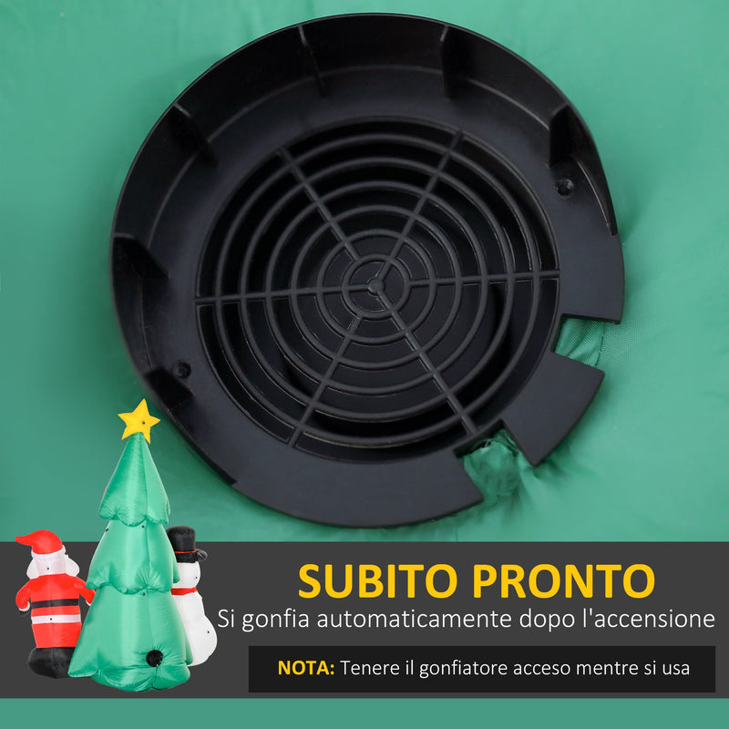 Albero di Natale Gonfiabile H185 cm con Pupazzo di Neve e Babbo Natale