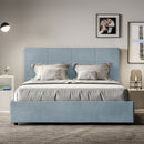 Letto Matrimoniale con Alzata Comoda Imbottito in Microfibra Mika Azzurro Varie Misure