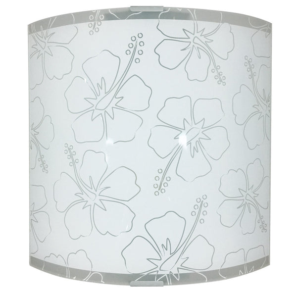 acquista Applique 1xE27 Cadre Argent Plaque Verre Sérigraphié Fleur Blanche E-Energy Delia