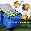 Carrello da Giardino 110L con Maniglia Telescopica e Borsa Termica  in Acciaio e Tessuto Blu