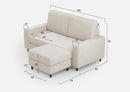 Divano 2 Posti con Pouf 148x155x85 cm Sakar in Tessuto Latte