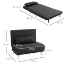 Poltrona Letto con Schienale Reclinabile su 6 Posizioni 94x78x80 cm in Tessuto Nero  