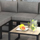 Salotto da Giardino con Divano e Tavolino in Alluminio con Cuscini Imbottiti   Grigio