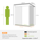 Casetta Porta Attrezzi con Tetto Inclinato e Porta Scorrevole 163x89x182 cm in Acciaio Zincato Verde 