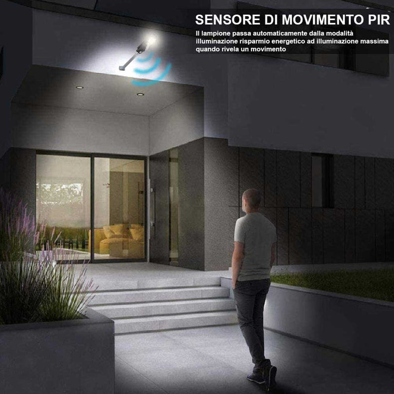 Lampione Stradale Faro LED 90W Solare Luce Esterno Sensore Movimento Telecomando-4