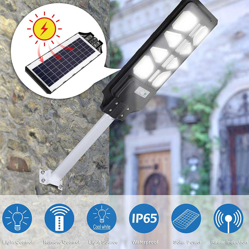 Lampione Stradale Faro LED 120W Solare Esterno Sensore Movimento Telecomando-2