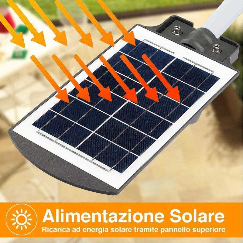 Lampione Stradale Faro LED 120W Solare Esterno Sensore Movimento Telecomando-3
