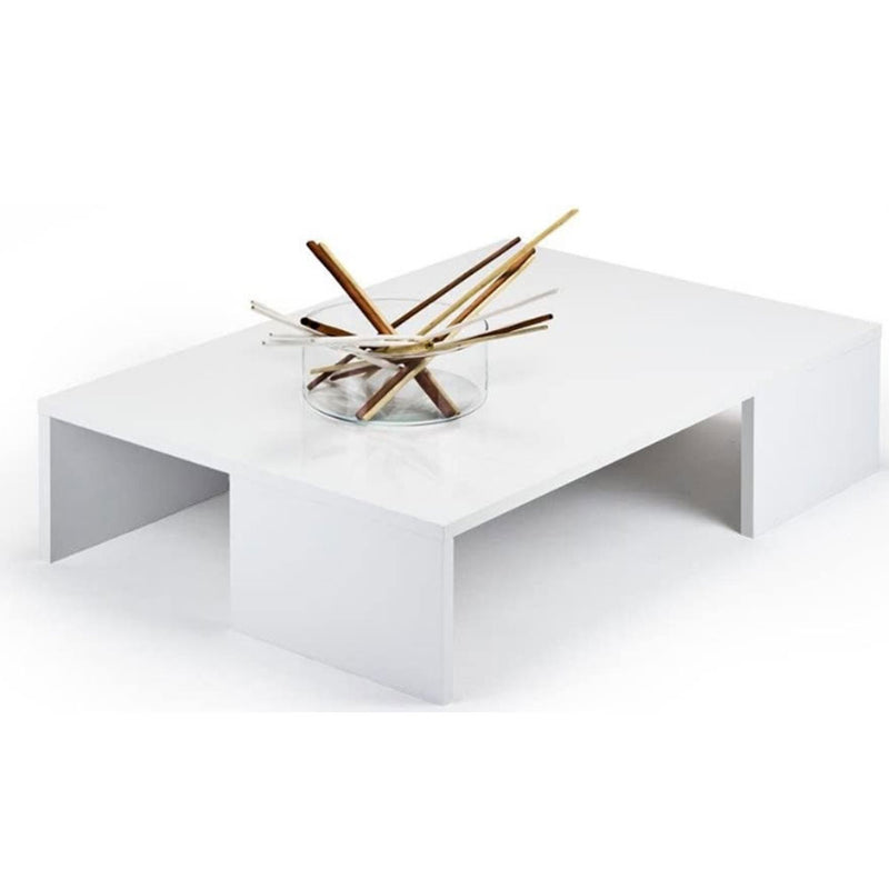 Tavolino Caffe Divano Salotto Rettangolare Basso in Legno Design Moderno Bianco-1