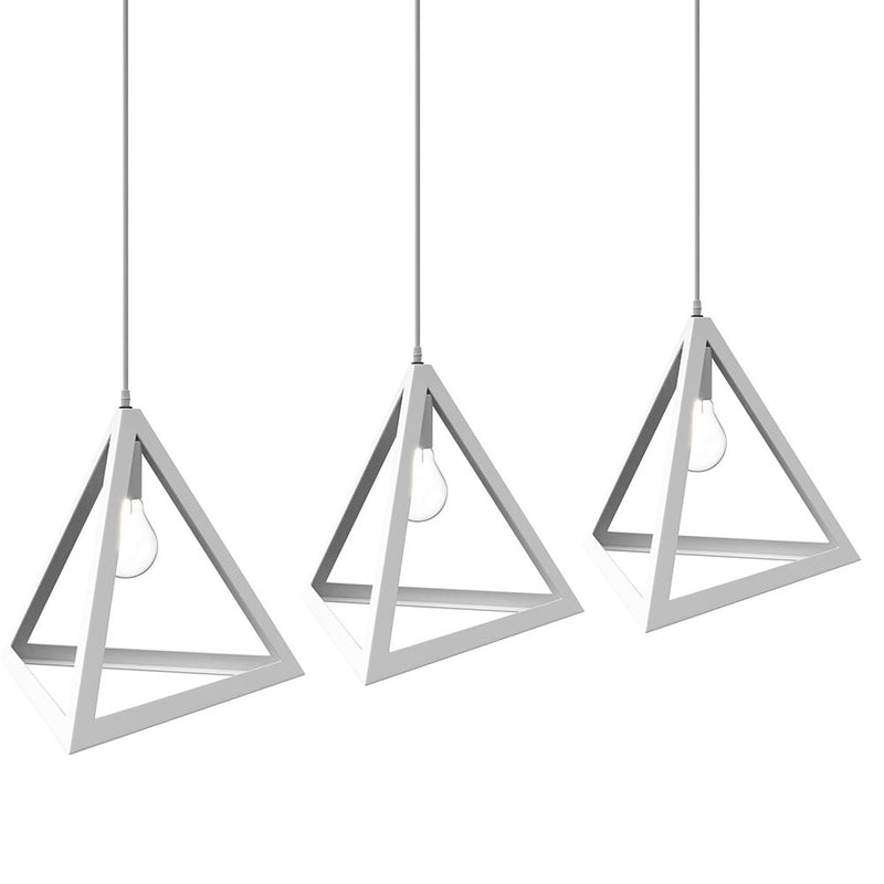 Lampadario Lampada Sospensione Piramide 30cm Design Moderno Paralume Bianco-3