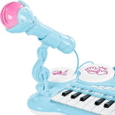 Pianola Tastiera Giocattolo Bambini 24 Tasti Microfono Attacco Mp3 Supporto Blu-5