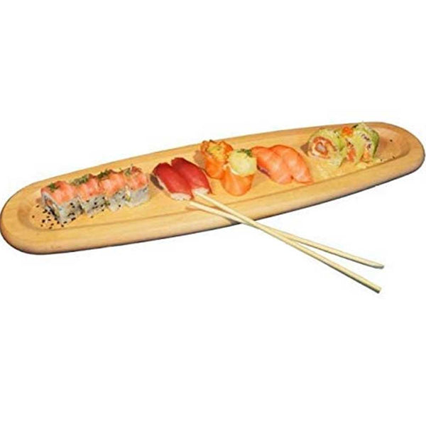 Tagliere Ovale 52x14cm in Legno di Faggio Con Bordo per Sushi Salumi Formaggi prezzo