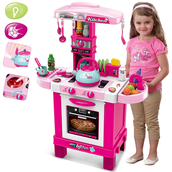 Cucina Giocattolo Bambini Luci Suoni e Bollitore Funzionante 29 Accessori Rosa sconto