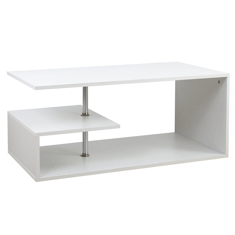Tavolino Salotto Caffe Rettangolare Design Moderno Legno MDF 3 Ripiani Bianco-1