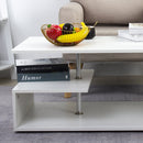 Tavolino Salotto Caffe Rettangolare Design Moderno Legno MDF 3 Ripiani Bianco-3