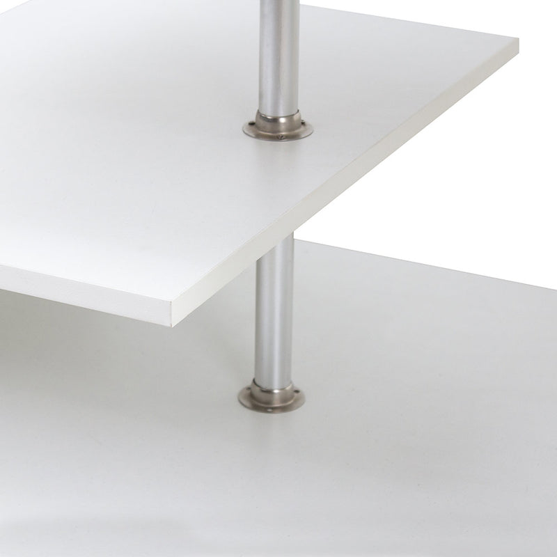 Tavolino Salotto Caffe Rettangolare Design Moderno Legno MDF 3 Ripiani Bianco-5
