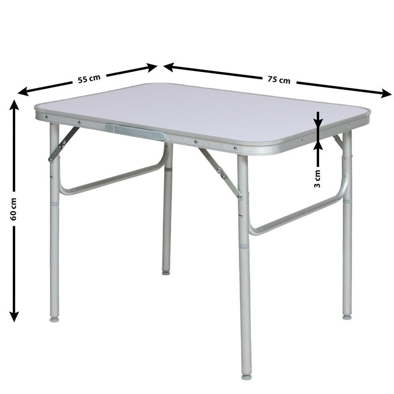 Tavolino Pieghevole con Struttura in Alluminio 75x55x60 Ideale per Campeggio-3