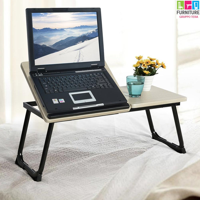 Tavolino Vassoio Pieghevole da Letto Divano 65x30 cm per Notebook PC Laptop-2