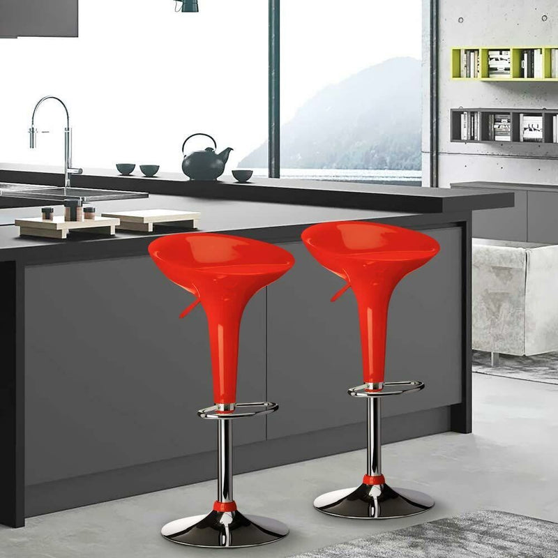 Sgabello Cucina Regolabile in Acciaio e ABS Seduta Girevole Rosso Casa Bar-2