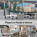 Carrello Portapacchi Pieghevole con Pedana Estensibile Capacità 150 kg in Metallo e Alluminio Argento      