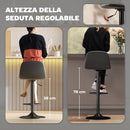 Set 2 Sgabelli da Bar con Schienale e Altezza Regolabile in Pelle PU Nero  