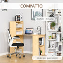 Scrivania con Mensole Libreria in Legno Naturale 120x55x120 cm 