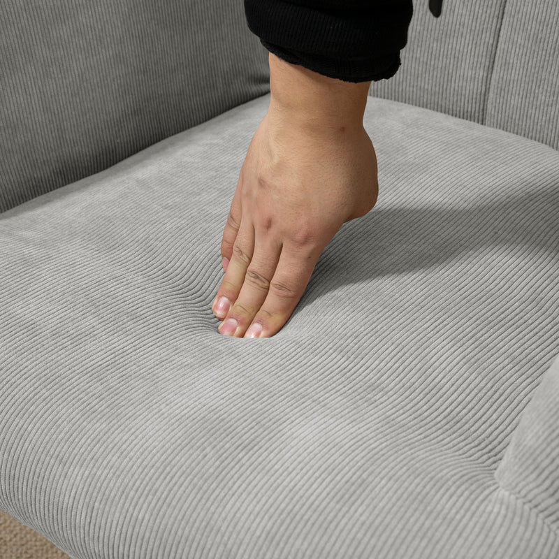 Poltrona da Salotto con Pouf Poggiapiedi 72x80x101 cm in Velluto a Costine Grigio  